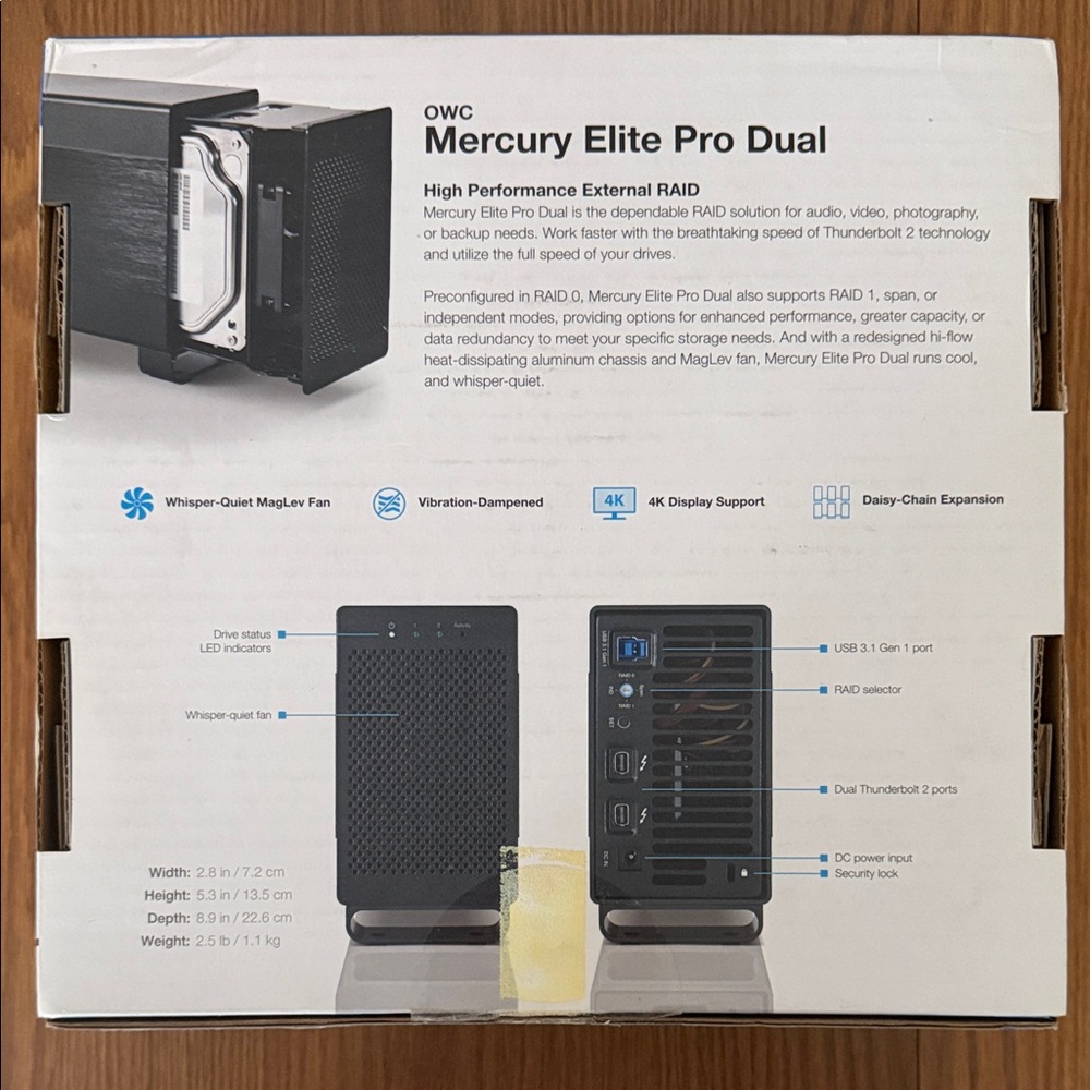 6TB OWC Mercury Elite Pro Dual External RAID - Thunderbolt 2/USB 3 - Picture 6 of 7